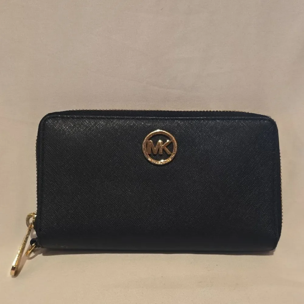 Michael Kors Black Wallet with Gold Logo